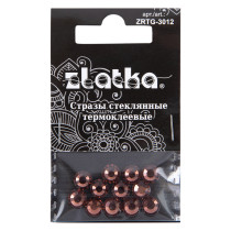 Страз клеевой " Zlatka" ZRTG- 3012 SS30 цветные 6. 5 мм стекло 12 шт в пакете с картонным еврослотом №17 св. коричневый ( Smoked Topaz)  — фото 1