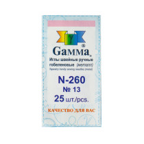 Иглы для шитья ручные " Gamma" N- 260 гобеленовые №13 25 шт. в конверте острые — фото 1
