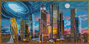 Кристальная ( алмазная) мозаика  " ФРЕЯ" ALVR- 150 " Ночная Москва" 60 х 30 см — фото 1