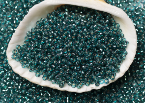 Бисер Япония MIYUKI Seed Beads 15/0 100г 1424 окрашенный бирюзовый серебряная линия внутри — фото 3