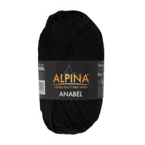 Пряжа ALPINA "ANABEL" 100% мерсеризованный хлопок 10 * 50г 120 м №001 ЧЕРНЫЙ. Цена за упаковку 10 шт — фото 1