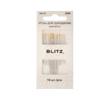 Иглы для шитья ручные " BLITZ" HN- 32 300М для рукоделия в блистере 16 шт. никель — фото 1