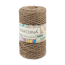 Пряжа ARACHNA " Macrame Mini Lurex" 75% хлопок, 15% полиэстер, 10% люрекс 4 * 250г 200 м №26 св. коричневый- золото. Цена за упаковку 4 шт — фото 1