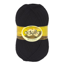 Пряжа ADELIA " RACHEL" 90% шерсть, 10% полиэстер 5 * 100 г 400 м №02 ЧЕРНЫЙ. Цена за упаковку 5 шт — фото 1