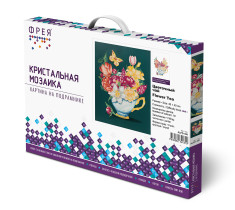 Кристальная ( алмазная) мозаика  " ФРЕЯ" ALPD- 051 на подрамнике " Цветочный чай" 30 х 40 см — фото 2