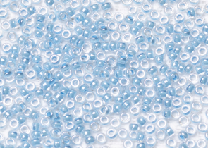 Бисер Япония MIYUKI Seed Beads 15/0 100г 0221 небесный кристалл синяя линия внутри — фото 2
