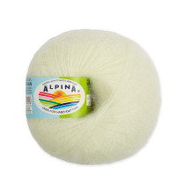 Пряжа ALPINA " MEGHAN" 73% кид мохер, 27% нейлон 4 * 50г 390 м №33 БЕЛЫЙ ( натуральный) . Цена за упаковку 4 шт — фото 1