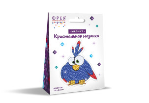 Кристальная ( алмазная) мозаика  " ФРЕЯ" ALVM- 076 магнит " Синяя птичка" 7. 5 х 8. 5 см — фото 2