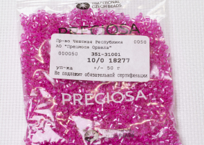 Бисер Чехия рубка 10/0 50г 18277 насыщенно-розовый с серебряным прокрасом — фото 3