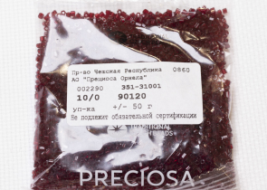 Бисер Чехия рубка 10/0 50г 90120 прозрачный бордовый — фото 3