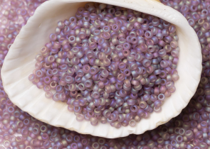 Бисер Япония MIYUKI Seed Beads 15/0 100г 0142FR дымчатый аметист прозрачный радужный матовый — фото 3