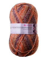 Пряжа Пехорская ПТ " Ровница " Мультиколоровая" 50% шерсть, 50% акрил 200 г 400 м №1147 М. Цена за упаковку 5 шт — фото 1