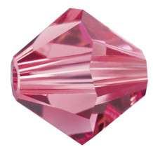 Бусина Чехия "PRECIOSA" биконусы 451-69-302 цветн. 3.6 х 4 мм яр.розовый (ind.pink 70040) 24 шт в пакете — фото 1