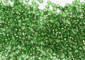 Бисер Япония MIYUKI Seed Beads 15/0 5г 0016 зелёный серебряная линия внутри — фото 2