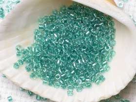 Бисер Япония MIYUKI Delica цилиндр 11/0 50 г DB-0904 игристый aqua green с цветной линией кристалл — фото 3