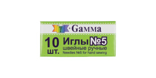 Иглы для шитья ручные " Gamma" NIR- 05 № 5 швейные в конверте 10 шт. .  — фото 1