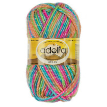 Пряжа ADELIA " NELLY" 70% шерсть, 30% акрил 5 * 100 г 100 м №27 морская волна- желтый- фуксия. Цена за упаковку 5 шт — фото 2