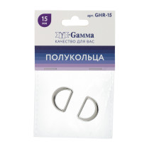 Фурнитура сумочная металл "Gamma" GHR-15 Полукольцо литое d 15 мм 2 шт. №04 под никель — фото 1