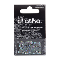 Страз клеевой " Zlatka" ZRTG- 1272 SS12 AB- Crystal 3. 2 мм стекло 72 шт в пакете с картонным еврослотом №02 перламутровый ( AB- crystal)  — фото 1