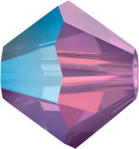 Бусина Чехия "PRECIOSA" биконусы 451-69-302 Crystal AB цветн. 3.6 х 4 мм черный/перламутр (Jet AB 23980) 24 шт в пакете — фото 1