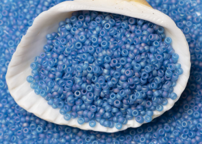 Бисер Япония MIYUKI Seed Beads 15/0 5г 0149FR капри блю прозрачный радужный матовый — фото 3