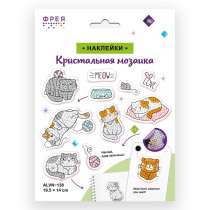 Кристальная ( алмазная) мозаика  " ФРЕЯ" ALVN- 138 наклейки " Котики на отдыхе" 19. 5 х 14 см — фото 2