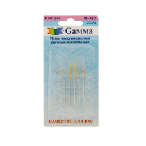 Иглы для шитья ручные " Gamma" N- 382 синельные №20- 24 в блистере 6 шт.  — фото 1