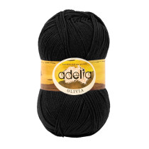 Пряжа ADELIA " OLIVIA" 60% акрил, 40% шерсть 5 * 100 г 250 м №02 ЧЕРНЫЙ. Цена за упаковку 5 шт — фото 1