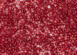 Бисер Япония MIYUKI Seed Beads 15/0 100г 0011 рубин серебряная линия внутри — фото 2