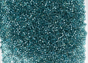 Бисер Япония MIYUKI Delica цилиндр 11/0 50 г DB-1769 игристый aqua green teal радужный с цветной линией — фото 4