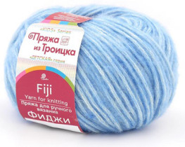 Пряжа из Троицка " Фиджи" 60% хлопок, 20% мериносовая шерсть, 20% акрил 5 * 50г 95 м №005 голубой. Цена за упаковку 5 шт — фото 1