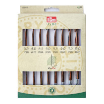 Для вязания " PRYM" 223830 набор крючков тунисских " Natural" береза d 3. 5 - 8. 0 мм в картонной упаковке с европодвесом .  — фото 1