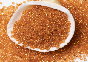 Бисер Япония MIYUKI Seed Beads 15/0 100г 1625 окрашенный светло-апельсин полуматовый серебряная линия внутри — фото 3
