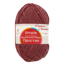Пряжа из Троицка " Простая" 50% шерсть, 50% акрил 10 * 100 г 200 м №885 брусничный меланж. Цена за упаковку 10 шт — фото 1