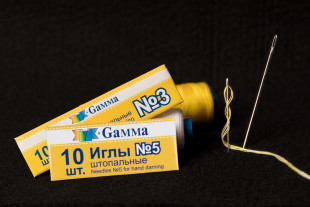 Иглы для шитья ручные " Gamma" NIR- 19 № 5 штопальные в конверте 10 шт. .  — фото 3