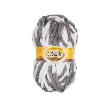 Пряжа ADELIA " DOLLY" 100% полиэстер 5 * 100 г 40 м №15 бело- серый. Цена за упаковку 5 шт — фото 1