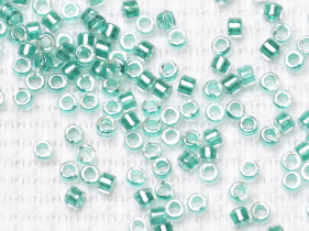 Бисер Япония MIYUKI Delica цилиндр 11/0 50 г DB-0904 игристый aqua green с цветной линией кристалл — фото 2