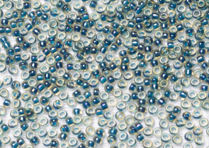 Бисер Япония MIYUKI Seed Beads 15/0 100г 1826 полуночный топаз радужный синяя линия внутри — фото 2
