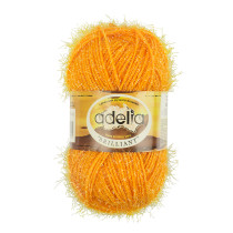 Пряжа ADELIA " BRILLIANT" 100% полиэстер 10 * 50г 90 м №33 желто- оранжевый. Цена за упаковку 10 шт — фото 1
