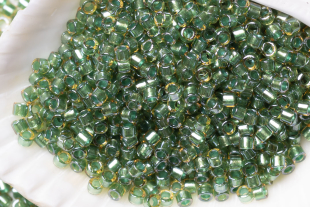 Бисер Япония MIYUKI Delica цилиндр 11/0 50 г DB-0917 светло-игристый green topaz с цветной линией — фото 4