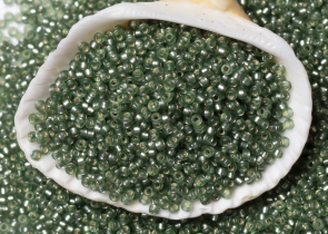 Бисер Япония MIYUKI Seed Beads 15/0 100г 1630 окрашенный мосс грин полуматовый серебряная линия внутри — фото 3