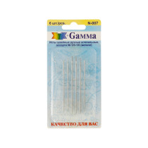 Иглы для шитья ручные " Gamma" N- 007 для штопки №5/ 0- 1/ 0 в блистере 6 шт. P — фото 1