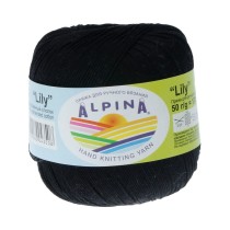 Пряжа ALPINA "LILY" 100% мерсеризованный хлопок 10 * 50г 175 м №002 ЧЕРНЫЙ. Цена за упаковку 10 шт — фото 2