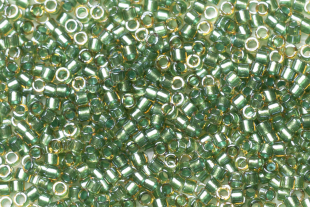 Бисер Япония MIYUKI Delica цилиндр 11/0 50 г DB-0917 светло-игристый green topaz с цветной линией — фото 1