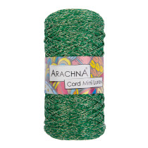Пряжа ARACHNA " Cord Mini Lurex" 90% полиэфир, 10% люрекс 3 * 75 г ± 10 г 200 м №05 зеленый- золото. Цена за упаковку 3 шт — фото 1