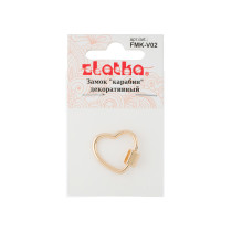 " Zlatka" Замок " карабин" декоративный " сердце" FMK- V02 18 х 19 мм 1 шт №02 под золото — фото 2
