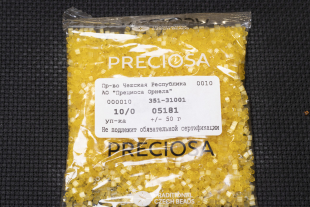 Бисер Чехия сатиновая рубка 10/0 50г 05181 желтый — фото 3