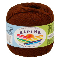 Пряжа ALPINA "LILY" 100% мерсеризованный хлопок 10 * 50г 175 м №084 т.коричневый. Цена за упаковку 10 шт — фото 1