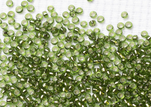 Бисер Япония MIYUKI Seed Beads 15/0 100г 0026 оливковый серебряная линия внутри — фото 2