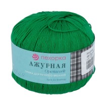 Пряжа Пехорская ПТ " Ажурная" 100% мерсеризованный хлопок 50 г 280 м №480 яр. зелень. Цена за упаковку 10 шт — фото 1
